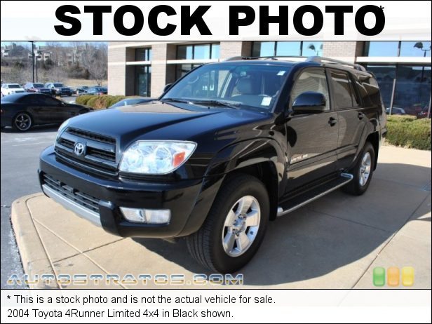 Stock photo for this 2004 Toyota 4Runner Limited 4x4 4.0 Liter DOHC 24-Valve VVT-i V6 4 Speed Automatic Stock photo for this 2004 Toyota 4Runner Limited 4x4 4.0 Liter DOHC 24-Valve VVT-i V6 4 Speed Automatic