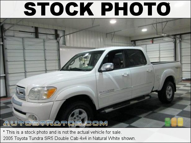 Stock photo for this 2005 Toyota Tundra SR5 Double Cab 4x4 4.7 Liter DOHC 32-Valve V8 5 Speed Automatic