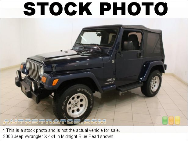 Stock photo for this 2006 Jeep Wrangler X 4x4 4.0 Liter OHV 12V Inline 6 Cylinder 6 Speed Manual