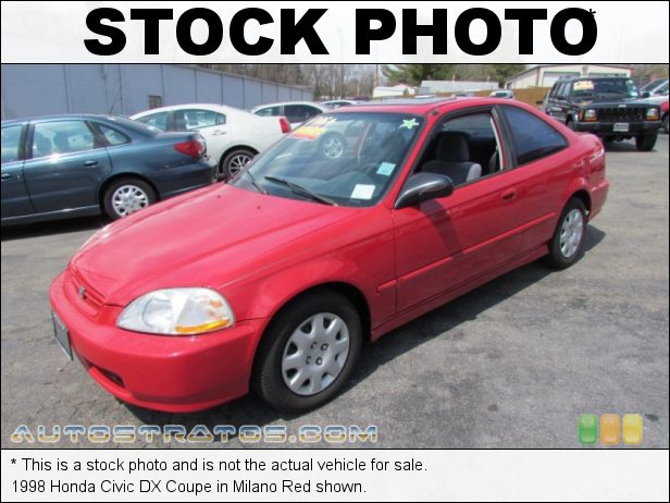 Stock photo for this 1998 Honda Civic DX Coupe 1.6 Liter SOHC 16V 4 Cylinder 4 Speed Automatic