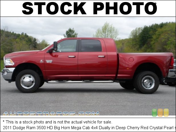 Stock photo for this 2011 Dodge Ram 3500 HD Mega Cab 4x4 Dually 6.7 Liter OHV 24-Valve Cummins Turbo-Diesel Inline 6 Cylinder 6 Speed Automatic