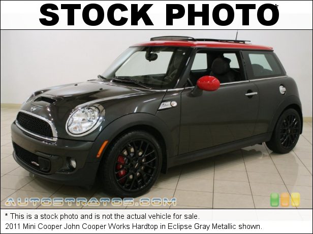 Stock photo for this 2011 Mini Cooper John Cooper Works Hardtop 1.6 Liter Twin-Scroll Turbocharged DI DOHC 16-Valve VVT 4 Cylind 6 Speed Manual