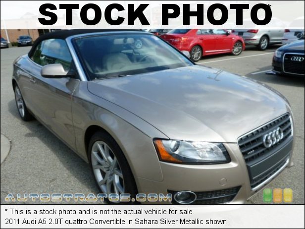 Stock photo for this 2011 Audi A5 2.0T quattro Convertible 2.0 Liter FSI Turbocharged DOHC 16-Valve VVT 4 Cylinder 8 Speed Tiptronic Automatic