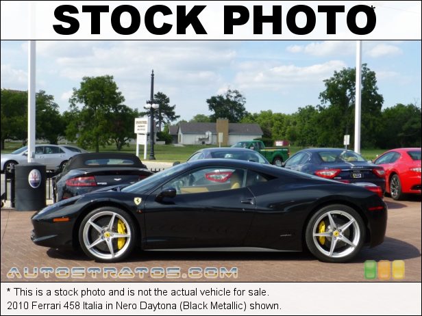 Stock photo for this 2010 Ferrari 458 Italia 4.5 Liter GDI DOHC 32-Valve VVT V8 7 Speed F1 Dual-clutch Automatic