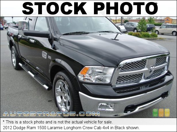 Stock photo for this 2012 Dodge Ram 1500 Laramie Crew Cab 4x4 5.7 Liter HEMI OHV 16-Valve VVT MDS V8 6 Speed Automatic