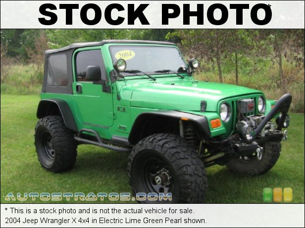 Stock photo for this 2004 Jeep Wrangler X 4x4 4.0 Liter OHV 12-Valve Inline 6 Cylinder 4 Speed Automatic