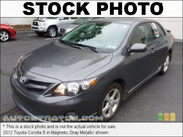 Stock photo for this 2012 Toyota Corolla S 1.8 Liter DOHC 16-Valve Dual VVT-i 4 Cylinder 4 Speed ECT-i Automatic