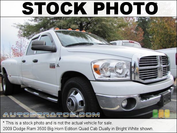 Stock photo for this 2009 Dodge Ram 3500 Quad Cab Dually 6.7 Liter Cummins OHV 24-Valve BLUETEC Turbo-Diesel Inline 6 Cyl 6 Speed 68RFE Automatic