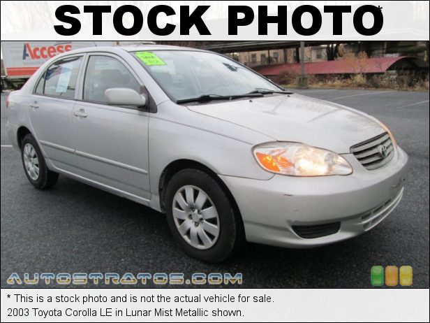 Stock photo for this 2003 Toyota Corolla LE 1.8 liter DOHC 16V VVT-i 4 Cylinder 4 Speed Automatic