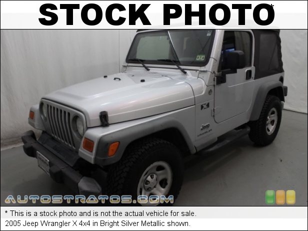 Stock photo for this 2005 Jeep Wrangler X 4x4 4.0 Liter OHV 12-Valve Inline 6 Cylinder 6 Speed Manual