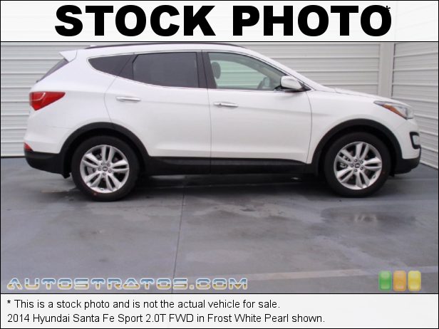 Stock photo for this 2014 Hyundai Santa Fe Sport 2.0T FWD 2.0 Liter GDI Turbocharged DOHC 16-Valve CVVT 4 Cylinder 6 Speed SHIFTRONIC Automatic