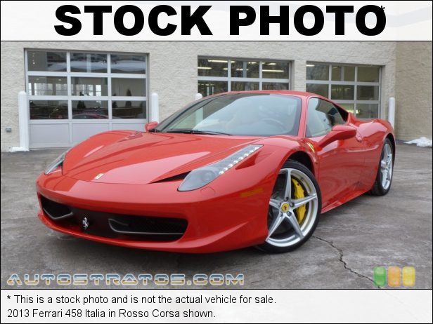 Stock photo for this 2013 Ferrari 458 Italia 4.5 Liter DI DOHC 32-Valve VVT V8 7 Speed F1 Dual-Clutch Automatic