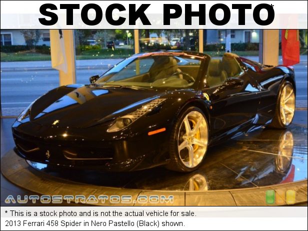 Stock photo for this 2013 Ferrari 458 Spider 4.5 Liter DI DOHC 32-Valve VVT V8 7 Speed F1 Dual-Clutch Automatic