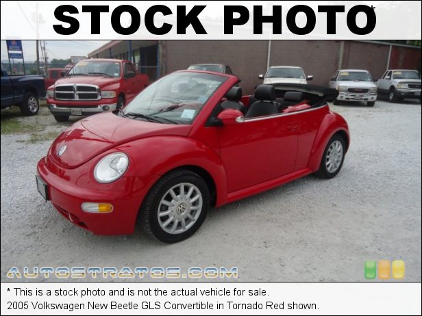 Stock photo for this 2005 Volkswagen New Beetle Convertible 2.0 Liter SOHC 8-Valve 4 Cylinder 6 Speed Tiptronic Automatic