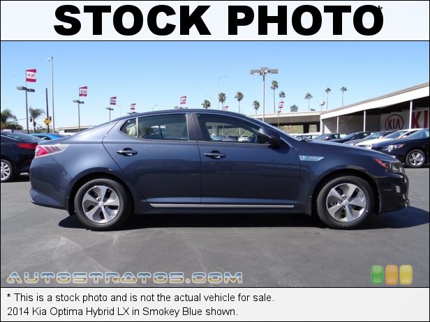 Stock photo for this 2014 Kia Optima Hybrid LX 2.4 Liter DOHC 16-Valve Dual CVVT 4 Cylinder Gasoline/Electric H 6 Speed Sportmatic Automatic