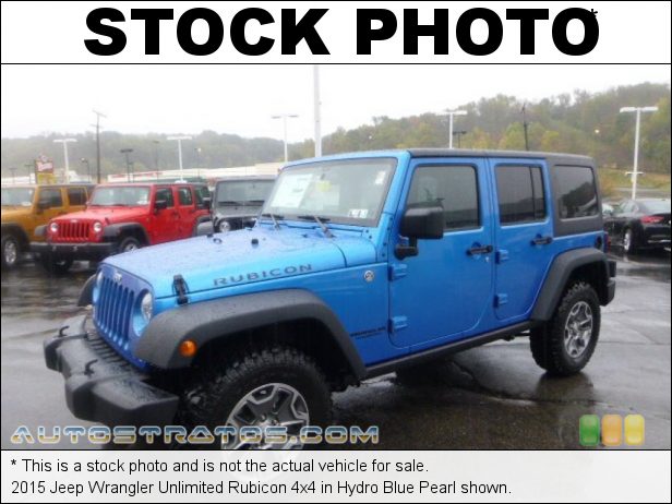 Stock photo for this 2015 Jeep Wrangler Unlimited Rubicon 4x4 3.6 Liter DOHC 24-Valve VVT V6 6 Speed Manual