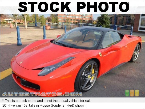 Stock photo for this 2014 Ferrari 458 Italia 4.5 Liter DI DOHC 32-Valve V8 7 Speed F1 Dual-Clutch Automatic
